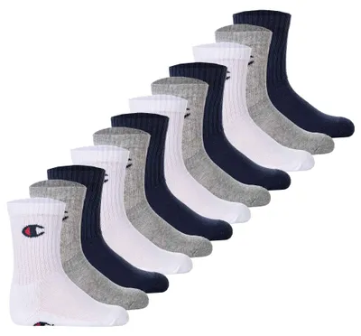 Produktbild von Champion Kinder Socken, 12er Pack - Crew Socken, einfarbig Blau/Weiß/Grau 31-34