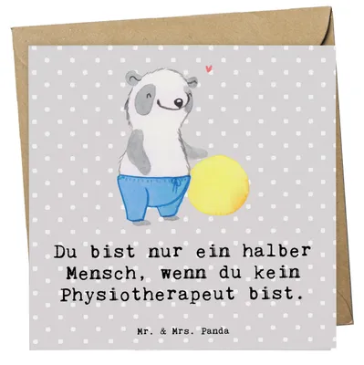 Produktbild von Mr. & Mrs. Panda Grußkarte Physiotherapeut Herz - Grau Pastell - Geschenk, anlasskarte, Glückwunschkarte, Klappkarte, doppelkarte, faltkarte