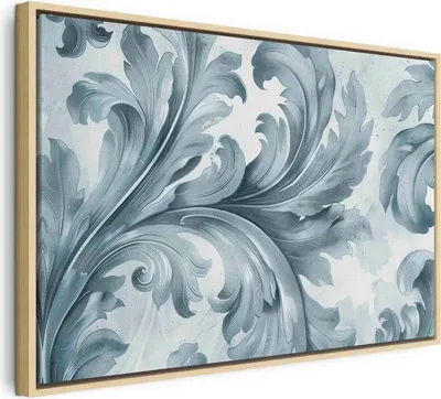 Produktbild von Italienischer Leinwand Leinwandbild - Stone Baroque Ornaments in Light Shades of Gray-Blue 120x80 cm Muster f-H-10019-b-a