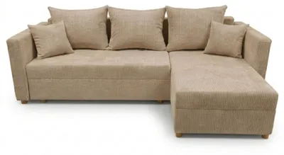 Obrázek produktu pro DesimeHome Rohová pohovka ve tvaru L s funkcí rozkládání, úložným prostorem a lůžkem pro hosty, 226 cm, krémově bílá – univerzální (levá/pravá strana), manšestr, PetFriendly