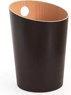 Obrázek produktu pro Designový odpadkový koš s jedinečným designem do kanceláře, ložnice, dětského pokoje atd. | Odpadkový koš z pravé dřevěné dýhy | Hnědý
