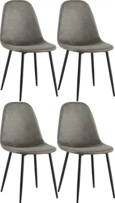 Produktbild von CLP 4er Set Esszimmerstühle Napier gepolstert bis 150 kg belastbar dunkelgrau Material Kunstleder