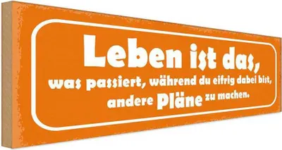 Produktbild von vianmo Holzschild 10x27 cm Leben ist was passiert während Dekoration