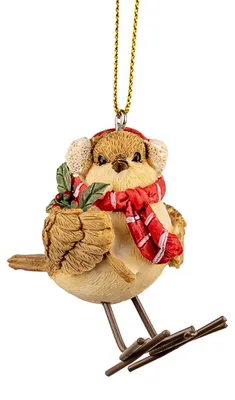Produktbild von Clayre & Eef Deko-Anhänger Vogel 5x3x7 cm Braun Kunststoff
