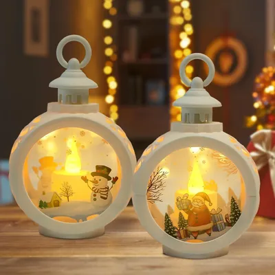 Zdjęcie produktu dla Lampion LED "Kerstlantaarn" - vintage, biały, do użytku wewnątrz - dekoracja świąteczna, lampion z oświetleniem do dekoracji świątecznych
