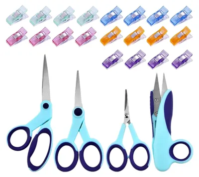Produktbild von 4 Stück Blaue Schneidermesser und 20 Kunststoff-Schneiderclips