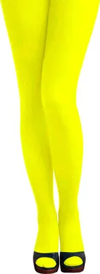 Produktbild von Oblique Unique y Strumpfhose für Damen Frauen 80s 80er 90s 90er Jahre Motto Party Fasching Karneval - neongelb