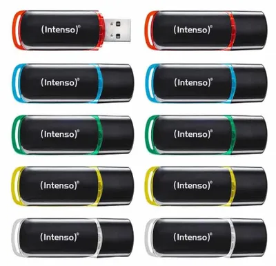 Produktbild von Intenso 3511551, 4 GB, USB Typ-A, 2.0, 28 MB/s, Kappe, Schwarz, Rot, Grün, Transparent, Gelb, Blau