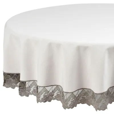 Runde Tischdecke, Baumwolle-Polyester, grau, Ø 180 cm
