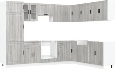 Produktbild von 14-tlg. Küchenschrank-Set Porto Grau Sonoma Holzwerkstoff