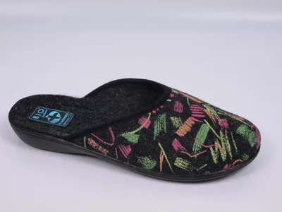Produktbild von Damenpantoffeln ADANEX DIANA 29865, dunkelgrau mit Neonmuster