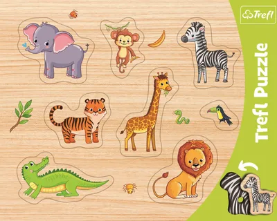 Image de Trefl, puzzle à contours avec support, puzzle Lift-Out, animaux exotiques