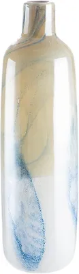 Imagen del producto de Jarrón Deko: Jarrón de vidrio de color sólido, ideal para decoración náutica. Regalo para mujeres, perfecto para cumpleaños o Navidad. Color: Azul y beige. Altura: 46 cm