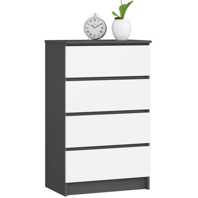 Produktbild von Kommode – Schubladenkommode – Sideboard – 60 cm – Graphit / Weiß – Zeitlose Eleganz mit 4 geräumigen Schubladen