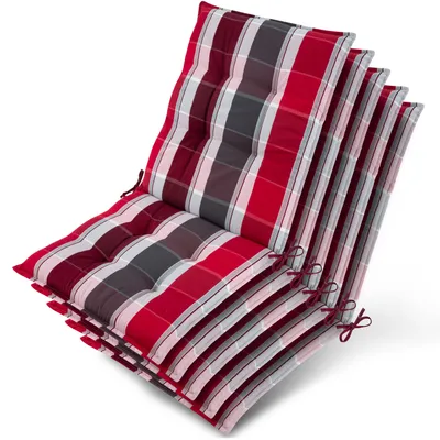 Produktbild von Beautissu 5er Set Sun-NL Niederlehner Auflage 105x50x8cm Rot-Anthrazit-Gestreift