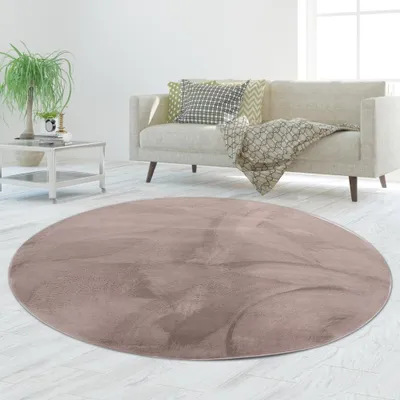 Produktbild von Teppich taupe weich pflegeleicht saugrobotergeeignet für Wohnbereiche Größe - 120 cm Rund