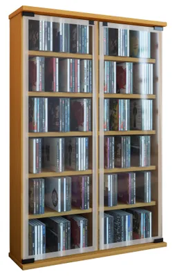 Immagine prodotto di Holz CD DVD Stand Regal Galerie Glastür