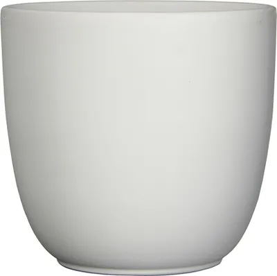 Produktbild von Blumenübertopf "Tusca" aus Keramik H 14 cm – Ø 14,5 Weiß-Matt  -  Übertopf Keramik Blumentopf Pflanztopf