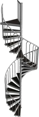 Produktbild von Spindeltreppe Ø 160 cm | Höhen: 378-395 cm | 20 Stufen, ein Podest | WPC-Stufenbelag, Feuerverzinkt