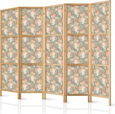 Obrázek produktu pro Japonský květinový paraván 225x172 cm 5dílný pestrobarevný