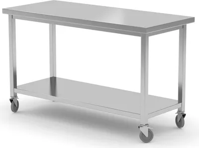 Image de HENDI Table mobile, avec tablette - vissée, Kitchen Line, 1200x600x(H)850mm