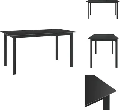 Zdjęcie produktu dla vidaXL Stół ogrodowy czarny 150x90x74 cm aluminium i szkło - Stoły ogrodowe