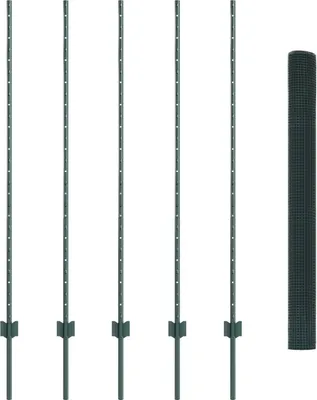 Produktbild von Möbel Schweißdrahtzaun mit 5 U-Pfosten Grün 1,4x10 m Stahl - Zaunzubehör 3336454