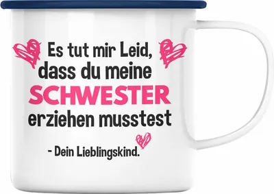 Produktbild von Trendation - Lieblingskind Muttertag Emaille Tasse Geschenk Kinder Sohn Tochter Mama Emaille Tasse mit Spruch (Blau)