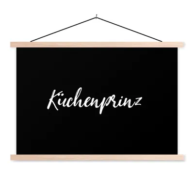 Produktbild von MuchoWow® Textilposter Zitate - Sprichwörter - Kochen - Chefkoch 120x80 cm mit holzfarbenen Rahmen - Aufhängeset