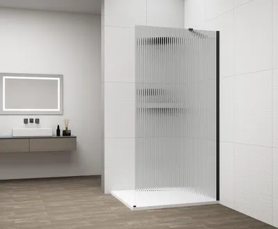 Produktbild von Polysan ESCA BLACK MATT Dusch-Glasteil, Wandmontage, Glas Flute, 800 mm