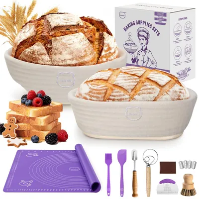 Sauerteig-Backset mit Gärkörben, Teigschaber & Brotmesser