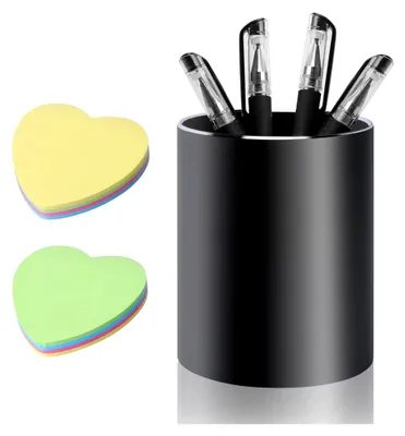 Produktbild von Runder Metall Stiftehalter für den Schreibtisch, Schwarz Aluminium Organizer, 10 x 8 cm