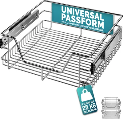 Produktbild von CASARIA® 2x Teleskopschublade Schrank Schubladen Ausziehbar 50cm 20kg Belastbar Verchromt Korbauszug mit Zubehör Haushalt Küchenschrank Kleiderschrank