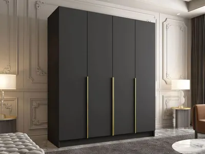 Obrázek produktu pro Velká šatní skříň 200 cm TOSIA 1 - černá / zlatá