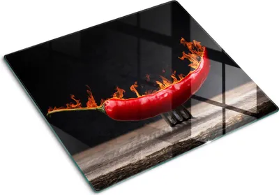 Obrázek produktu pro Kryt varné desky – Kryt na indukční desku – Ochranná skleněná deska – 60x52 cm – Skleněné ochranné desky na sporák –Tvrzené sklo –Chilli paprička