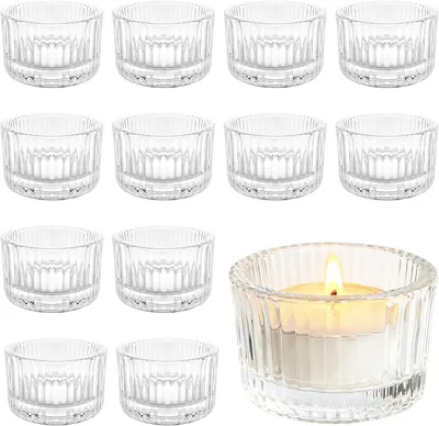 Imagen del producto de Juego de 12 vasos vintage para velas pequeñas - (transparentes)