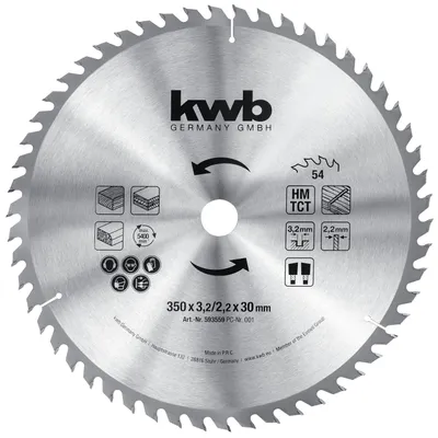 Zdjęcie produktu dla Brzeszczot tarczowy kwb 300 x 30 mm do pił stołowych, zęby naprzemienne do średnich cięć, 48 zębów w układzie Z, 300 x 30 mm, brzeszczot tarczowy kwb: 350 x 30 mm