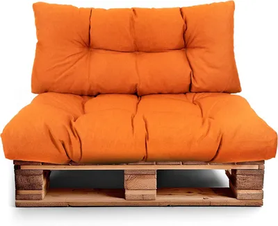 Produktbild von Best Wool rückenlehne für palettenkissen set, wetterfestes europaletten polster mit Polyurethanflockfüllung – orange 120x40 & 120x80 cm