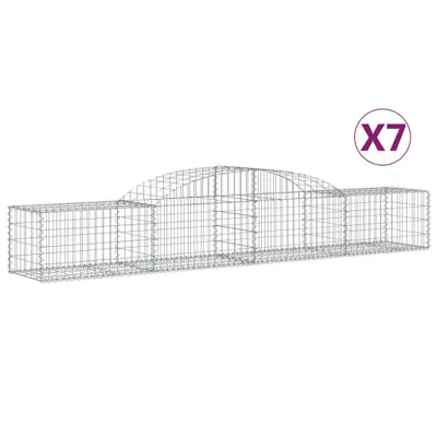 Obrázok produktu pre vidaXL Gabióny s vysokým oblúkom 7 ks 300x50x40/60 cm Pozinkované železo