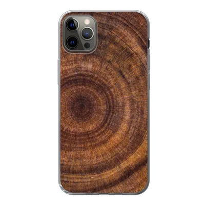 Produktbild von MuchoWow® Handyhülle Schutzhülle Hülle für iPhone 12 Pro Max Kreis - Holz - Ringe Silikon Softcase Handy Hülle - Hartschale