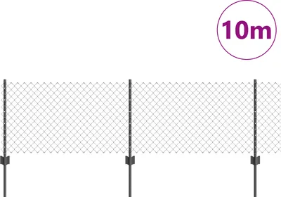 Produktbild von Möbel Schweißdrahtzaun mit 5 U- Pfosten Grau 0,4x10 m Stahl - Zaunzubehör Neu67920