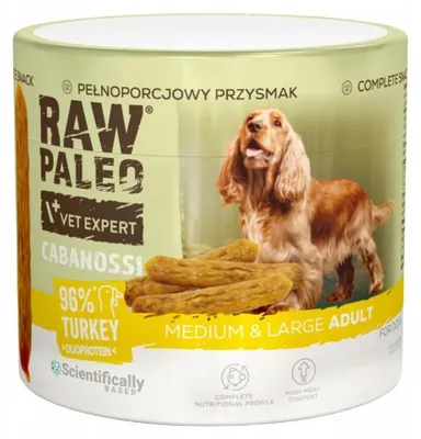 Obrázek produktu pro Pamlsek pro psy VetExpert Raw Paleo, klobásky z krůtího masa, 100g