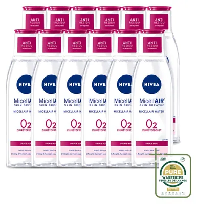 Produktbild von 12 x NIVEA O2 Sauerstoffboost Mizellenwasser - Für trockene Haut - 200 ml - Vorratspackung - 12 Stücke