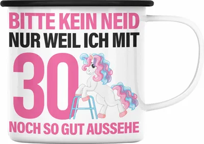Produktbild von Trendation - 18. Geburtstag Emaille Tasse Geschenk Mädchen Geschenkidee Lustig Spruch 18 Geschenke Geschenkideen zum 18 Bday 18er Tochter (Schwarz)