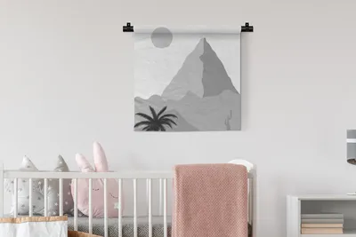 Produktbild von MuchoWow® Wandteppich Wandbehang Illustration - Pyramide - Schwarz - Weiß 60x60 cm Tapisserie Dekoration Wandtuch - Dekorationen - Wand Decke