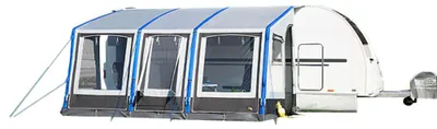 Produktbild von DWT aufblasbares Vorzelt Space Air HQ 445 M, 445x280cm, Anbauhöhe 235-250cm - leichtes Wohnwagen Teilzelt m.Luftkammern - inkl. Luftpumpe, Dachspannstange, Abspannmaterial - Reisecamping
