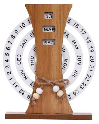 Image de Calendriers de table en bois faits main, 12 mois, en bois, pour la maison et le bureau