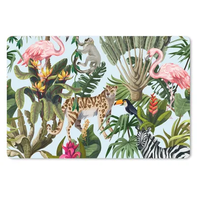 Produktbild von MuchoWow® Schreibtischunterlage Dschungel - Tiere - Mädchen - Kinder - Jungen - Flamingo - Papagei 60x40 cm - XXL Mauspad - Großes Mauspad