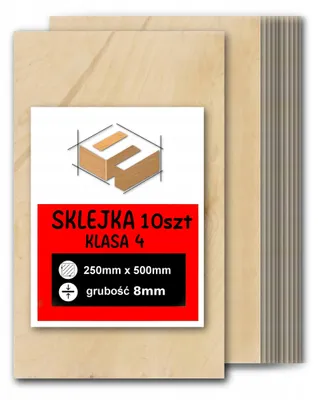 Zdjęcie produktu dla Sklejka brzozowa, formatki prostokątne do grawerowania laserowego – CNC, modelarstwo, pirografia, decoupage, malowanie, dekoracje i rękodzieło DIY – klasa 4 – 25 × 50 cm (250 × 500 mm) – 8 mm – 10 szt.