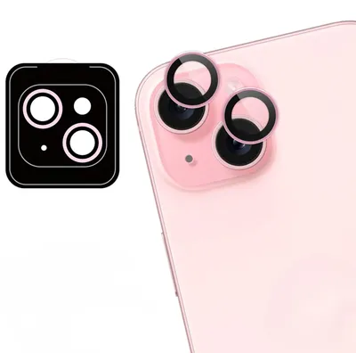 Imagen del producto de Protector de cámara de cristal paquete de 2 para Apple iPhone 15 / 15 Plus - Rosa